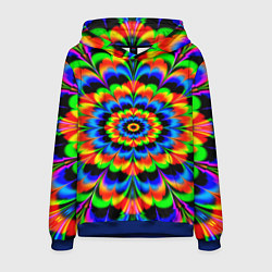Толстовка-худи мужская Оптические иллюзии психоделика, цвет: 3D-синий