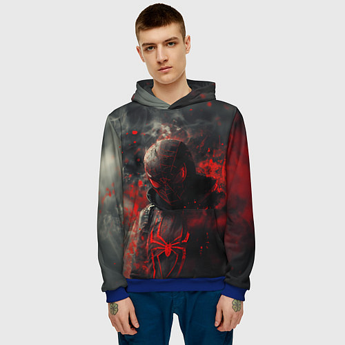 Мужская толстовка Black Spider-man / 3D-Синий – фото 3