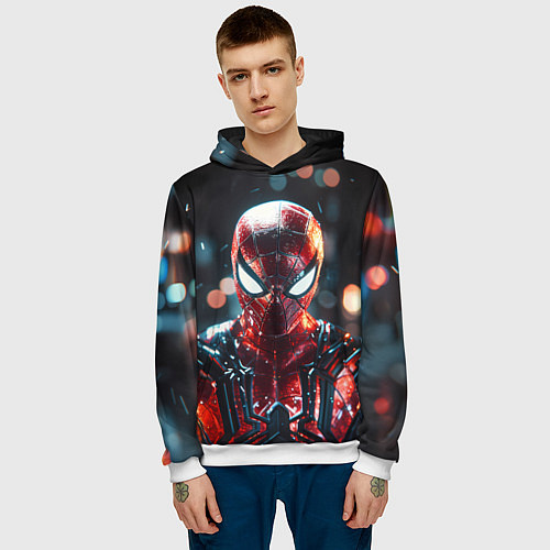 Мужская толстовка Человек-паук и вспышки света / 3D-Белый – фото 3