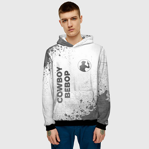 Мужская толстовка Cowboy Bebop - white gradient вертикально / 3D-Черный – фото 3