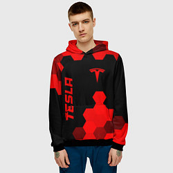 Толстовка-худи мужская Tesla - red gradient вертикально, цвет: 3D-черный — фото 2
