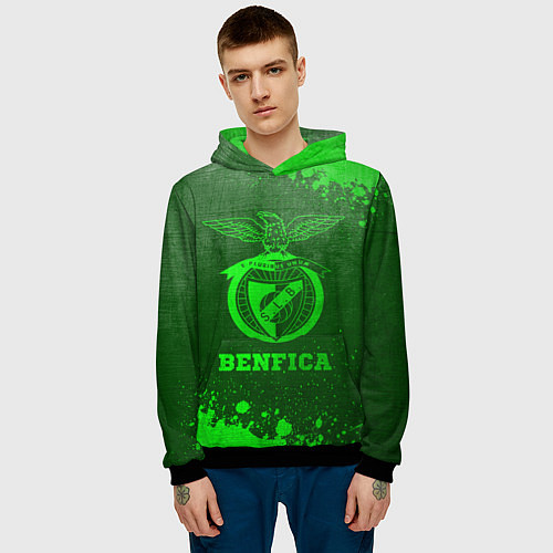 Мужская толстовка Benfica - green gradient / 3D-Черный – фото 3