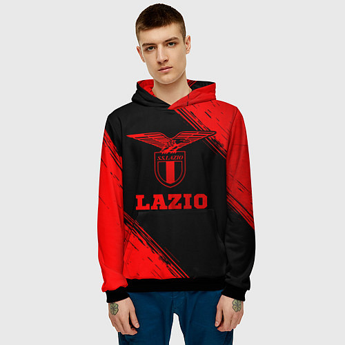 Мужская толстовка Lazio - red gradient / 3D-Черный – фото 3