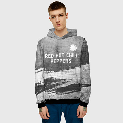 Мужская толстовка Red Hot Chili Peppers - grey gradient посередине / 3D-Черный – фото 3