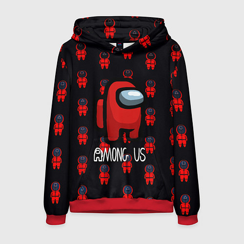 Мужская толстовка Игра в кальмара x амонг ас / 3D-Красный – фото 1