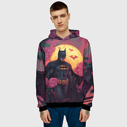 Толстовка-худи мужская Бэтмен и дерево с цветами, цвет: 3D-черный — фото 2