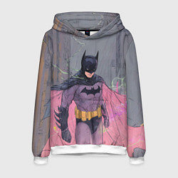 Толстовка-худи мужская Бэтмен с розовым плащом, цвет: 3D-белый