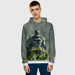 Толстовка-худи мужская Бэтмен зеленые краски, цвет: 3D-белый — фото 2