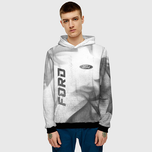 Мужская толстовка Ford - white gradient вертикально / 3D-Черный – фото 3