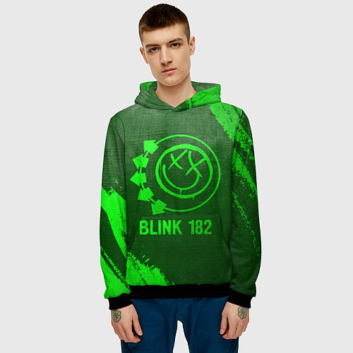 Мужская толстовка Blink 182 - green gradient / 3D-Черный – фото 3