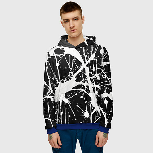 Мужская толстовка Брызги белой краски / 3D-Синий – фото 3