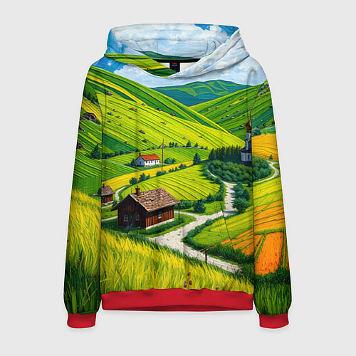Мужская толстовка Русская душа и поле / 3D-Красный – фото 1