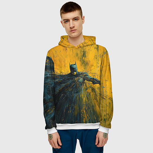 Мужская толстовка Бэтмен нарисованный кистью / 3D-Белый – фото 3