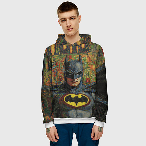 Мужская толстовка Текстурный Бэтмен / 3D-Белый – фото 3