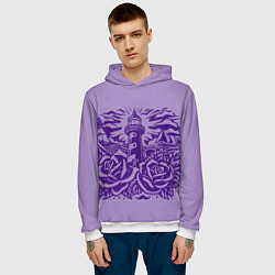 Толстовка-худи мужская Маяк с розами и корабли, цвет: 3D-белый — фото 2