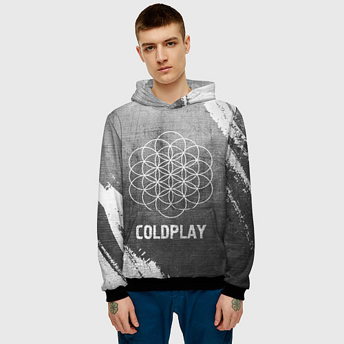 Мужская толстовка Coldplay - grey gradient / 3D-Черный – фото 3