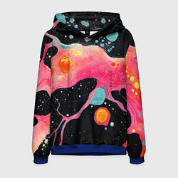 Толстовка-худи мужская Розовая текстура в черном, цвет: 3D-синий