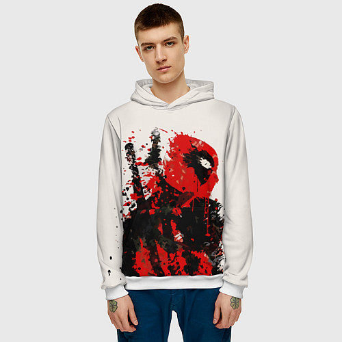 Мужская толстовка Дэдпул брызги / 3D-Белый – фото 3