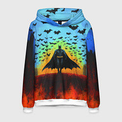 Толстовка-худи мужская Бэтмен и летучие мыши, цвет: 3D-белый
