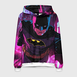 Толстовка-худи мужская Бэтмен в фиолетовом свете, цвет: 3D-белый