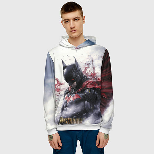 Мужская толстовка Бэтмен в тумане / 3D-Белый – фото 3