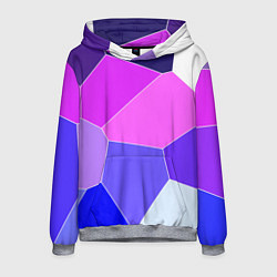 Толстовка-худи мужская Сине-розовый крупные фрагменты, цвет: 3D-меланж