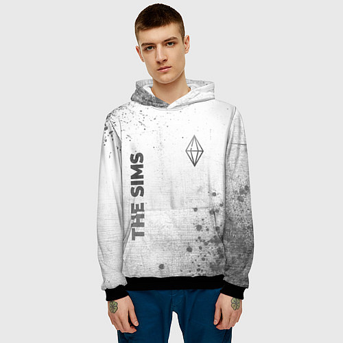 Мужская толстовка The Sims - white gradient вертикально / 3D-Черный – фото 3