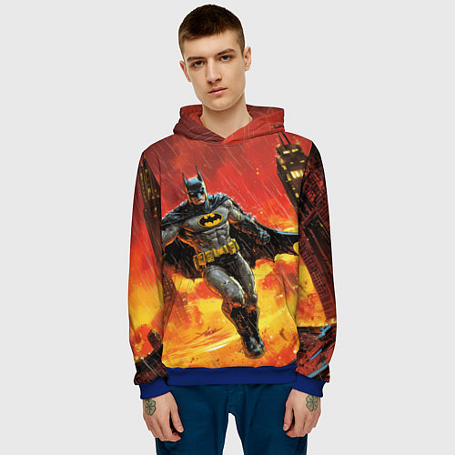 Мужская толстовка Бэтмен застыл в воздухе / 3D-Синий – фото 3