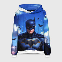 Толстовка-худи мужская Бэтмен синее небо, цвет: 3D-белый