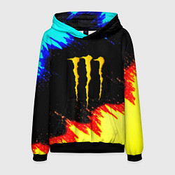 Толстовка-худи мужская Monster energy огненные краски, цвет: 3D-черный