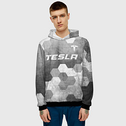 Толстовка-худи мужская Tesla - grey gradient посередине, цвет: 3D-черный — фото 2