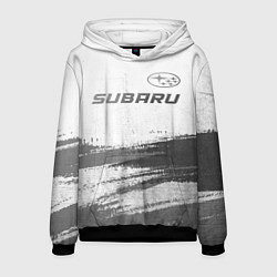 Толстовка-худи мужская Subaru - white gradient посередине, цвет: 3D-черный