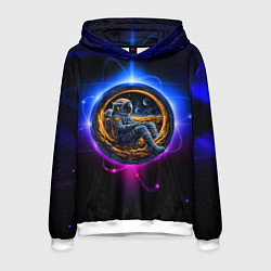 Толстовка-худи мужская Космонавт в луне, цвет: 3D-белый