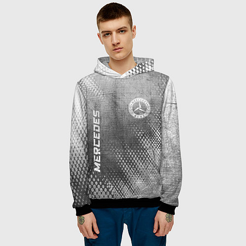 Мужская толстовка Mercedes - grey gradient вертикально / 3D-Черный – фото 3