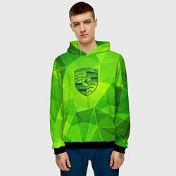 Толстовка-худи мужская Porsche green poly, цвет: 3D-черный — фото 2
