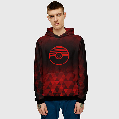 Мужская толстовка Pokemon red poly / 3D-Черный – фото 3