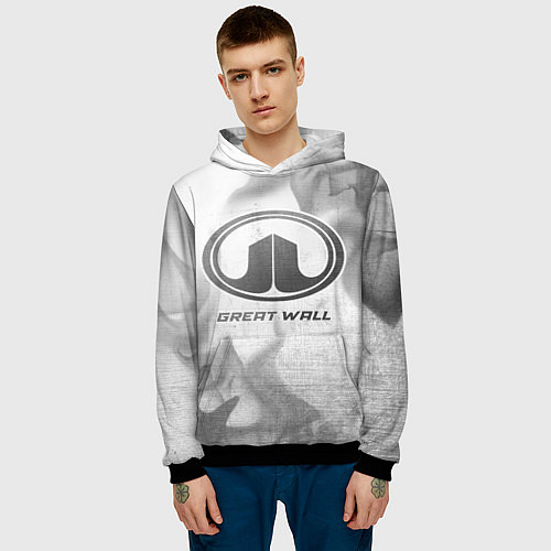 Мужская толстовка Great Wall - white gradient / 3D-Черный – фото 3