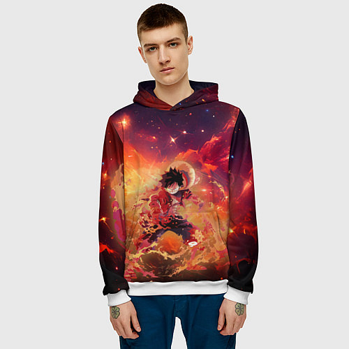 Мужская толстовка Fire Luffy - One Piece / 3D-Белый – фото 3