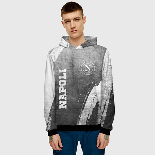 Мужская толстовка Napoli - grey gradient вертикально / 3D-Черный – фото 3