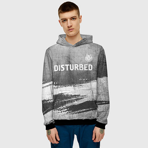 Мужская толстовка Disturbed - grey gradient посередине / 3D-Черный – фото 3