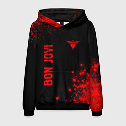 Толстовка-худи мужская Bon Jovi - red gradient вертикально, цвет: 3D-черный