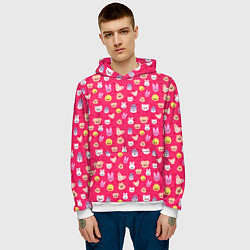 Толстовка-худи мужская Skzoo pattern pink, цвет: 3D-белый — фото 2