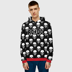 Толстовка-худи мужская AC DC rock skull, цвет: 3D-красный — фото 2