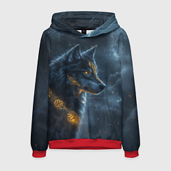 Толстовка-худи мужская Волк фэнтези стиль, цвет: 3D-красный