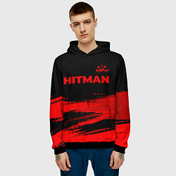 Толстовка-худи мужская Hitman - red gradient посередине, цвет: 3D-черный — фото 2