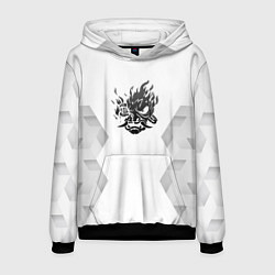 Толстовка-худи мужская Cyberpunk 2077 white poly, цвет: 3D-черный