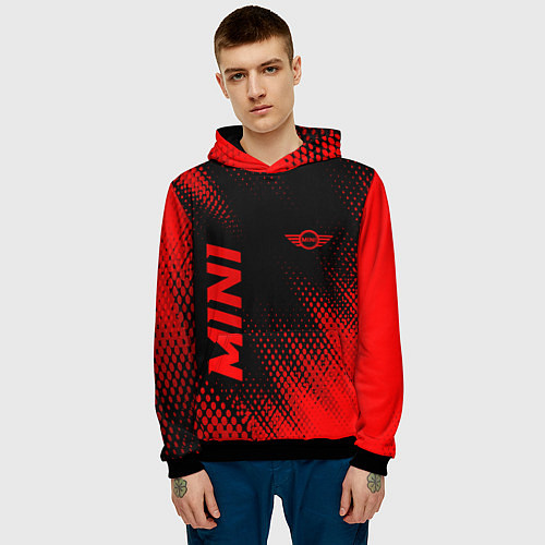 Мужская толстовка Mini - red gradient вертикально / 3D-Черный – фото 3