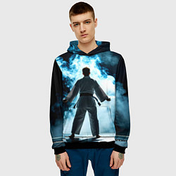 Толстовка-худи мужская Айкидоист в дыму, цвет: 3D-черный — фото 2