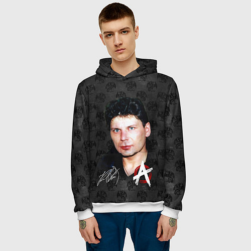 Мужская толстовка Юрий Хой из Сектор газа / 3D-Белый – фото 3