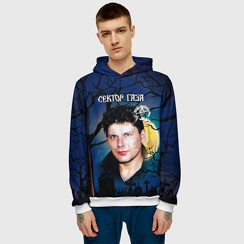 Мужская толстовка Юрий Хой полнолуние / 3D-Белый – фото 3